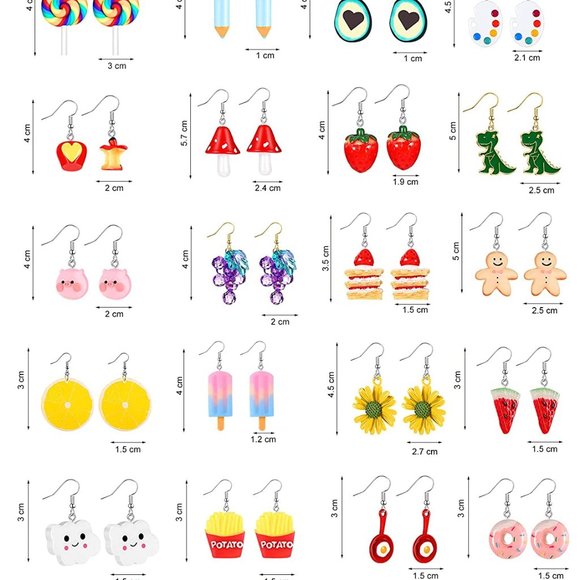 New 20 Pairs Cute Weird Earrings Funny Dangle Drop Earrings for Women Girls main image 5